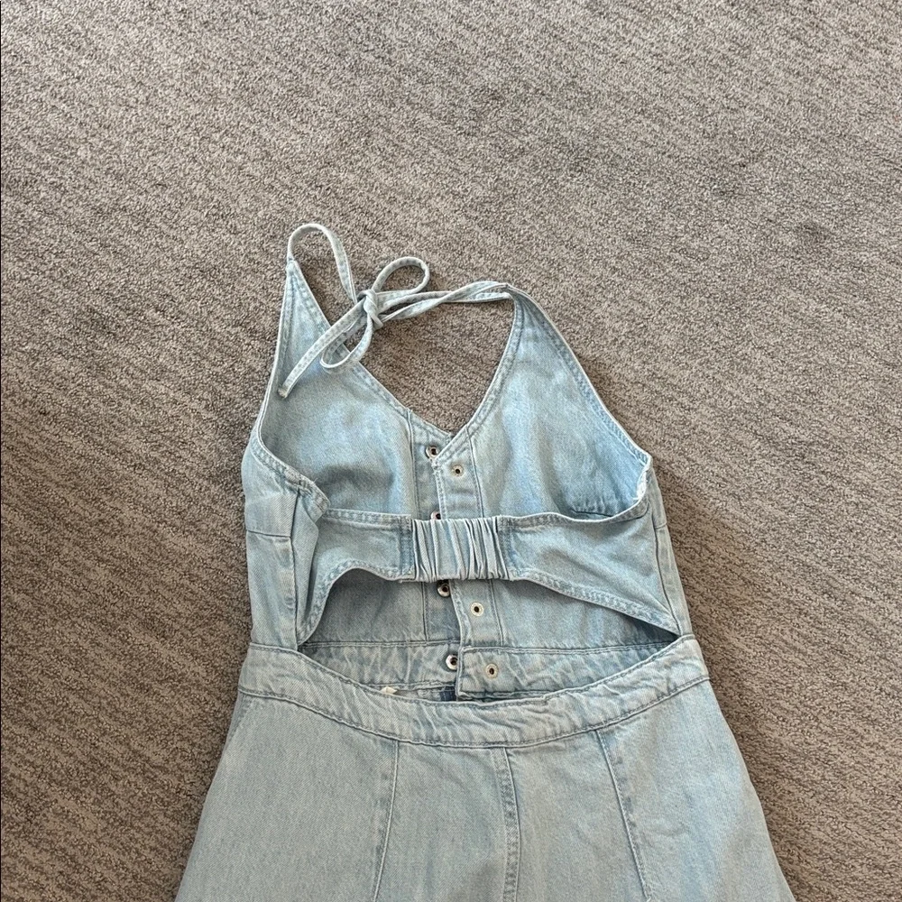 Universal Thread Light Blue Denim Halter Maxi Dress size 4 - Picture 9 of 11